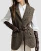 Brunello Cucinelli Women's Sparkling Virgin Wool Chevron Vest with Leather Belt and Monili - 5