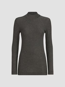 Brunello Cucinelli Women's Sparkling Virgin Wool Long Sleeve T-Shirt with Monili