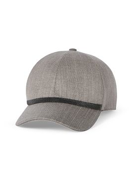 Brunello Cucinelli Women's Sparkling Virgin Wool Pinstripe Baseball Cap with Shiny Band