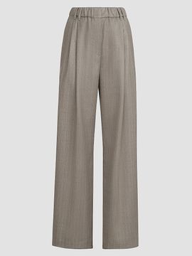 Brunello Cucinelli Women's Sparkling Virgin Wool Pinstripe Wide Leg Pants with Monili