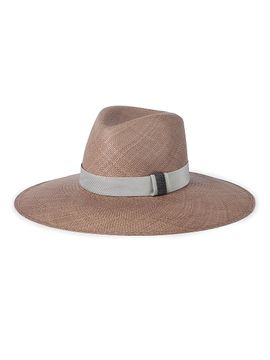 Brunello Cucinelli Women's Straw Fedora with Precious Leather Band