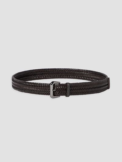 Brunello Cucinelli Women's Stretch Braided Leather Belt with Shiny Loop