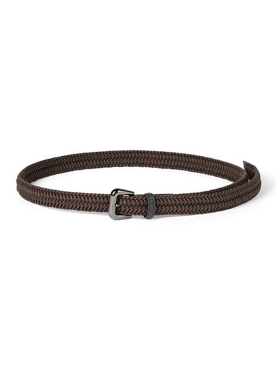 Brunello Cucinelli Women's Stretch Cotton Braided Belt with Shiny Loop