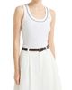 Brunello Cucinelli Women's Stretch Cotton Ribbed Jersey Top with Shiny Trim - 2