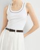 Brunello Cucinelli Women's Stretch Cotton Ribbed Jersey Top with Shiny Trim - 5