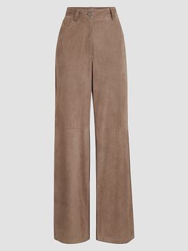 Brunello Cucinelli Women's Suede Baggy Trousers with Monili
