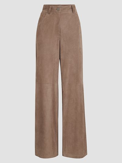 Brunello Cucinelli Women's Suede Baggy Trousers with Monili