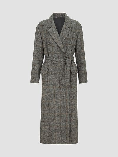 Brunello Cucinelli Women's Techno Alpaca Check Tweed Coat with Monili