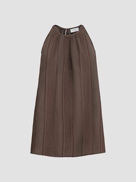 Brunello Cucinelli Women's Techno Cotton Poplin Broderie Anglaise Top