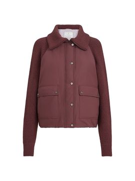 Brunello Cucinelli Women's Techno Cotton Taffeta and Virgin Wool, Cashmere and Silk Knit Down Jacket with Shiny Zipper Pull