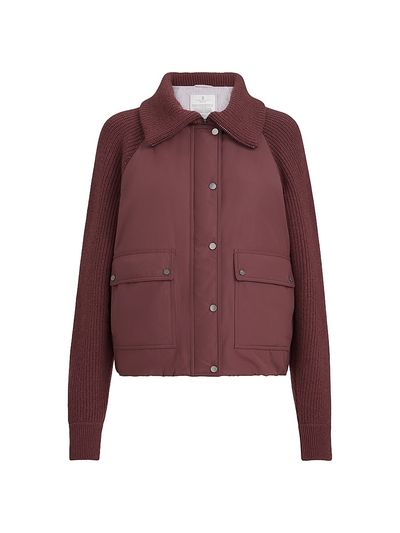Brunello Cucinelli Women's Techno Cotton Taffeta and Virgin Wool, Cashmere and Silk Knit Down Jacket with Shiny Zipper Pull
