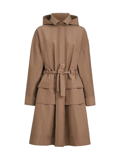 Brunello Cucinelli Women's Techno Cotton Taffeta Coat with Detachable Hood