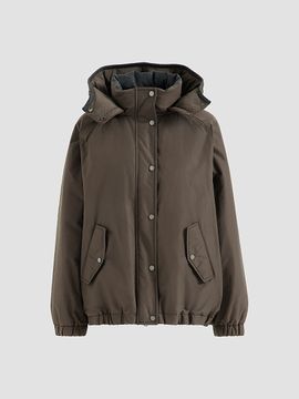 Brunello Cucinelli Women's Techno Cotton Taffeta Detachable Hood Outerwear Jacket