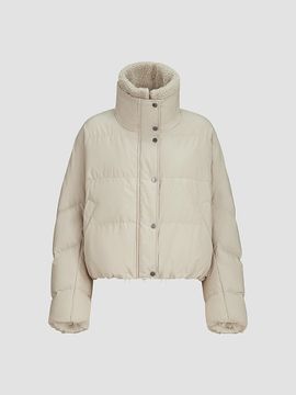 Brunello Cucinelli Women's Techno Cotton Taffeta Down Jacket with Detachable Shearling Insert