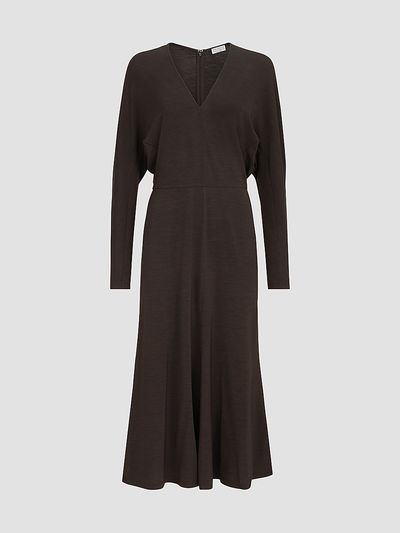 Brunello Cucinelli Women's Techno Wool Jersey Dress with Monili