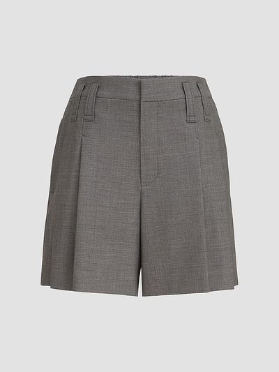 Brunello Cucinelli Women's Tropical Luxury Wool Formal Shorts with Monili