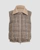 Brunello Cucinelli Women's Twill and Prince of Wales Reversible Down Vest with Detchable Leather Collar - 1