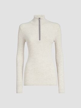 Brunello Cucinelli Women's Virgin Wool and Cashmere Lightweight Ribbed Turtleneck Sweater