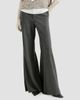 Brunello Cucinelli Women's Virgin Wool and Cashmere Twill Flannel Wide Flare Trousers with Monili - 5