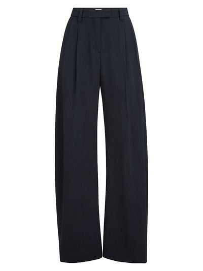 Brunello Cucinelli Women's Virgin Wool Crêpe Chevron Tailored Barrel Trousers