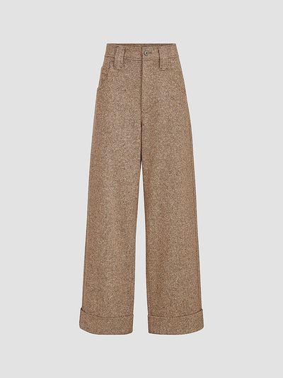 Brunello Cucinelli Women's Virgin Wool Donegal Baggy Five-pocket Trousers