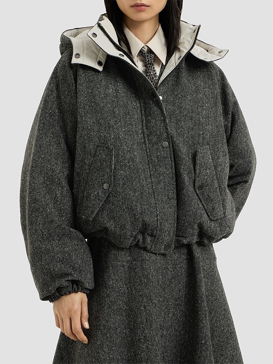 Brunello Cucinelli - Women's Virgin Wool Donegal Down Jacket with Brunello Cucinelli - Women's Virgin Wool Donegal Down Jacket with