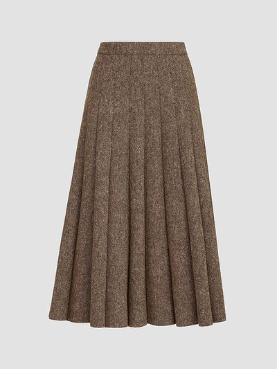 Brunello Cucinelli Women's Virgin Wool Donegal Pleated Skirt