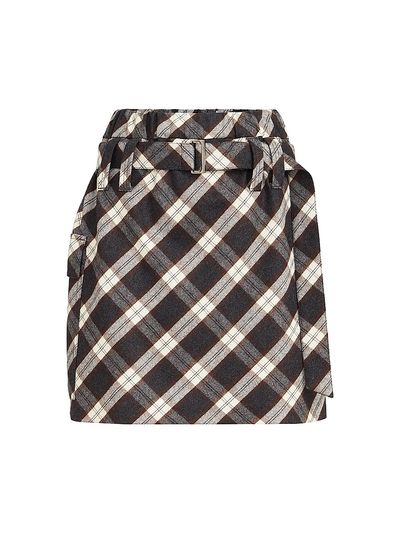 Brunello Cucinelli Women's Virgin Wool Prince of Wales Flannel Utility Mini Skirt