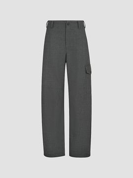 Brunello Cucinelli Women's Virgin Wool Twill Cargo Barrel Trousers with Monili