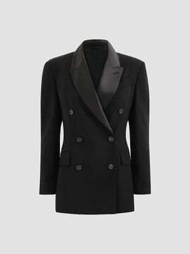 Brunello Cucinelli Women's Viscose and Virgin Wool Tuxedo Jacket with Monili
