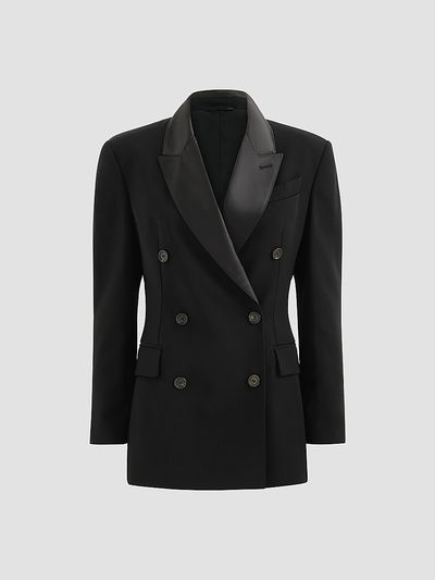 Brunello Cucinelli Women's Viscose and Virgin Wool Tuxedo Jacket with Monili