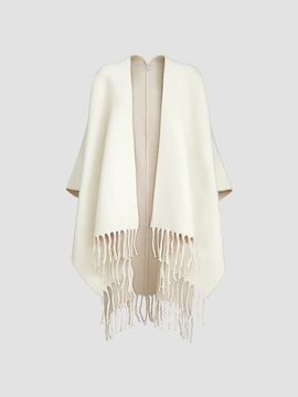 Brunello Cucinelli Women's Wool and Cashmere Double Knit Reversible Poncho
