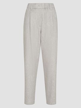 Brunello Cucinelli Women's Wool Flannel Baggy Trousers with Monili