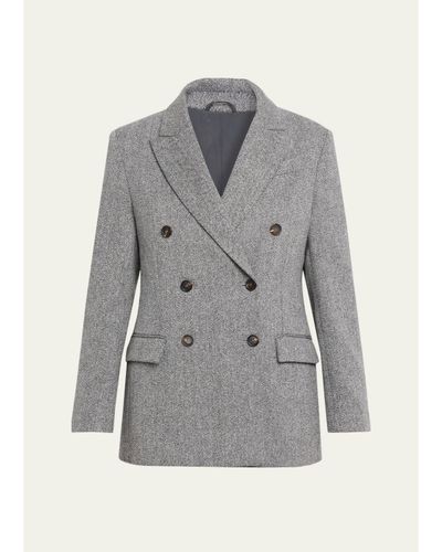 Brunello Cucinelli Wool-Mohair Herringbone Blazer