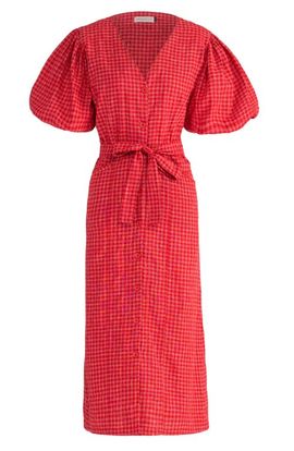 BRUNNA.CO BRUNNA.CO Meghan Gingham Hemp Midi Dress