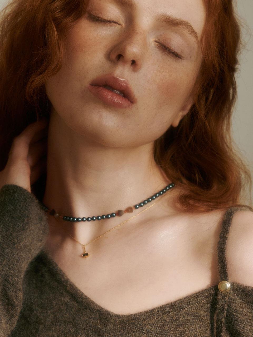 BSWAN 925 Silver Pearl Layered Aurora Necklace