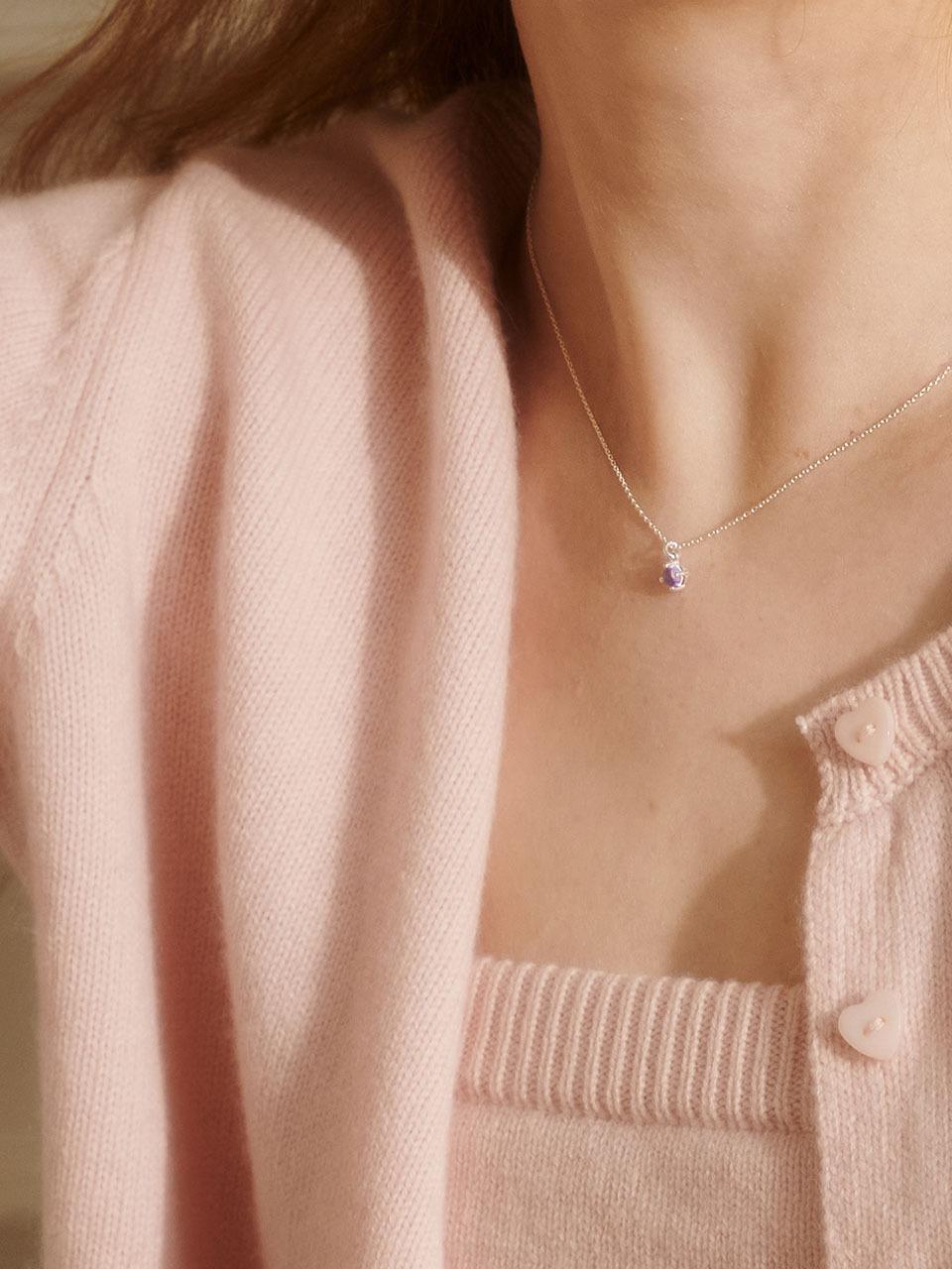 BSWAN Natural Amethyst Delicate Chain Necklace [Rose Silver Gold]