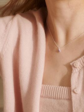 BSWAN Natural Amethyst Delicate Chain Necklace [Rose Silver Gold]