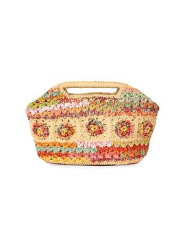 BTB Los Angeles Women's Hazel Floral Woven Raffia Clutch