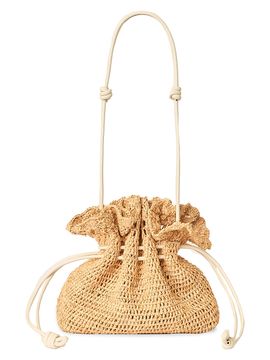 BTB Los Angeles Women's Marcela Raffia Drawstring Bucket Bag