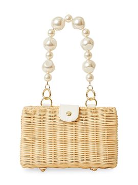 BTB Los Angeles Women's Page Imitation Mother-Of-Pearl Rattan Top Handle Bag