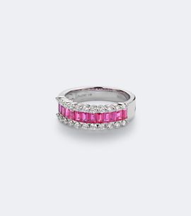 Bucherer Fine Jewellery Bucherer Fine Jewellery Baguette Love 18kt white gold ring with rubies and diamonds
