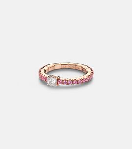 Bucherer Fine Jewellery Bucherer Fine Jewellery Stretchy 18kt rose gold ring with diamond and sapphires