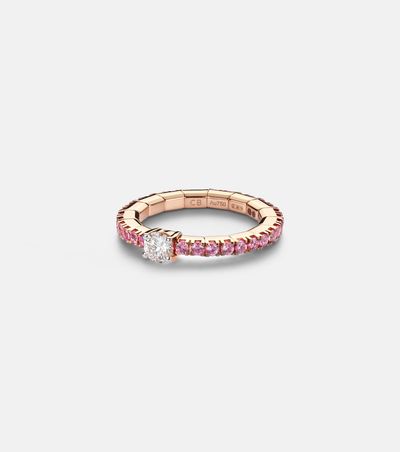 Bucherer Fine Jewellery Bucherer Fine Jewellery Stretchy 18kt rose gold ring with diamond and sapphires