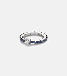 Bucherer Fine Jewellery Bucherer Fine Jewellery Stretchy 18kt white gold ring with diamond and sapphires
