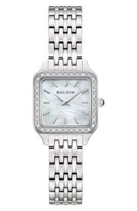 BULOVA BULOVA Classic Sutton Square Diamond & Mother-of-Pearl Bracelet Watch, 23mm