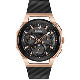 BULOVA BULOVA CURV Chronograph Rubber Strap Watch, 44mm