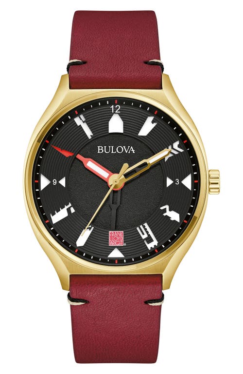 BULOVA BULOVA Frank Lloyd Wright Collection Leather Strap Watch, 40mm