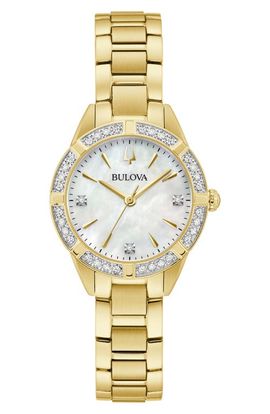 BULOVA BULOVA Sutton Mother-of-Pearl & Diamond Bracelet Watch, 28mm