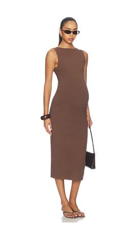 BUMPSUIT BUMPSUIT Sculpting Rib Boat Neck Midi Dress